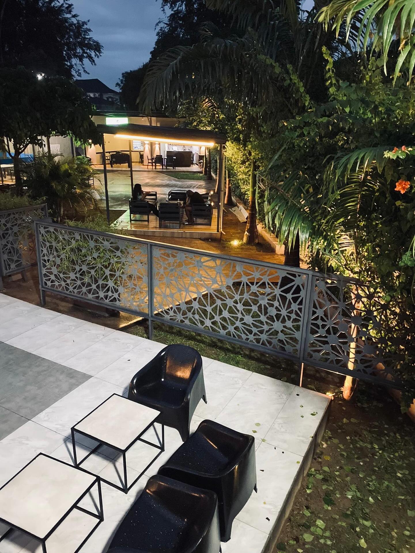 Seven Lugard outdoor terrace and seating at dusk