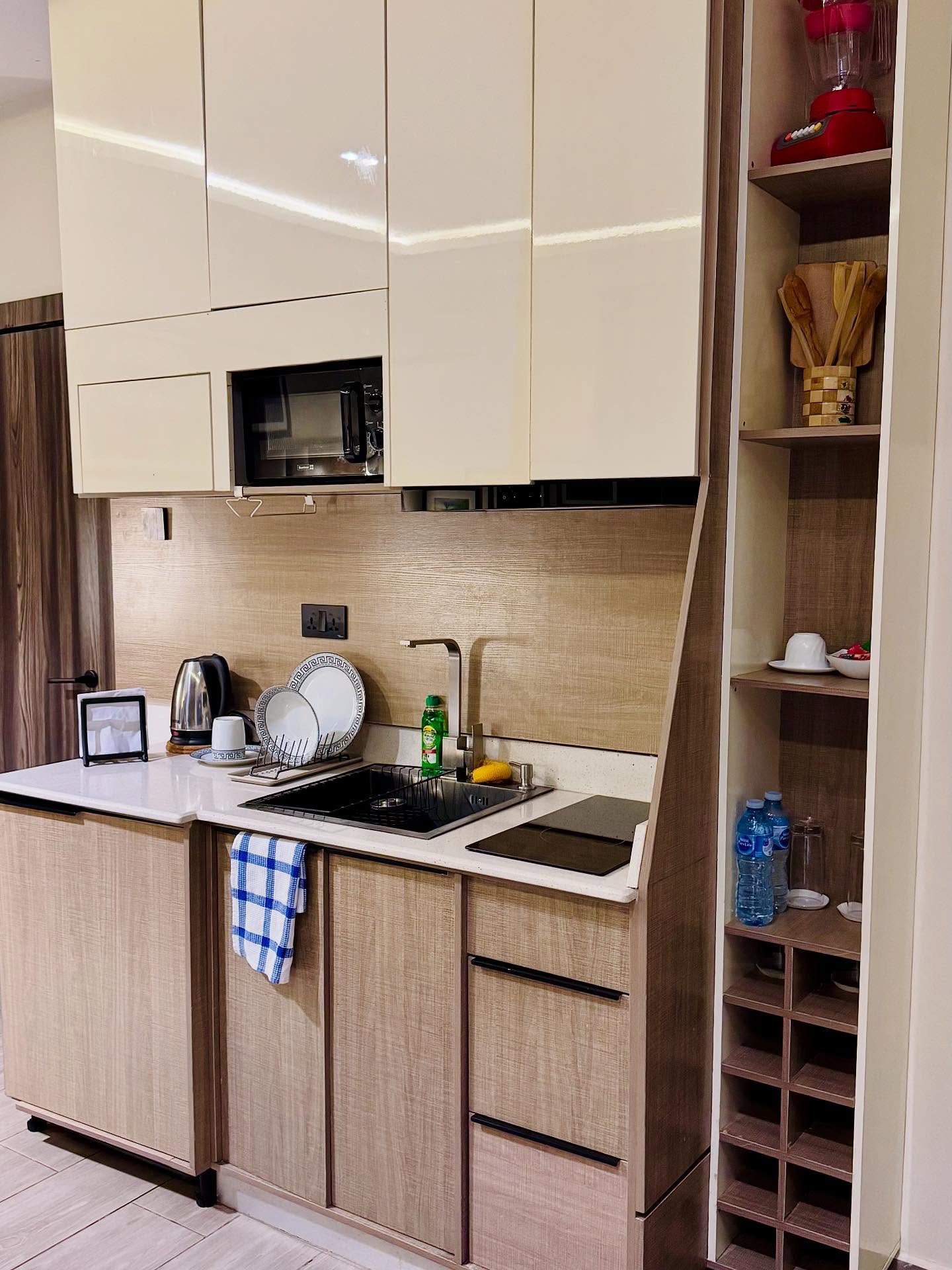 Kitchenette inside a Seven Lugard apartment